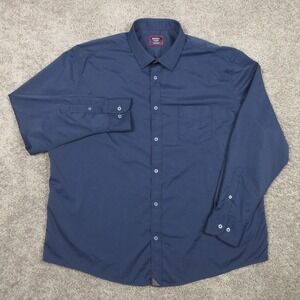 Untuckit Shirt Mens 2XL Navy Blue Solid Relaxed Fit Performance Nylon Button Up